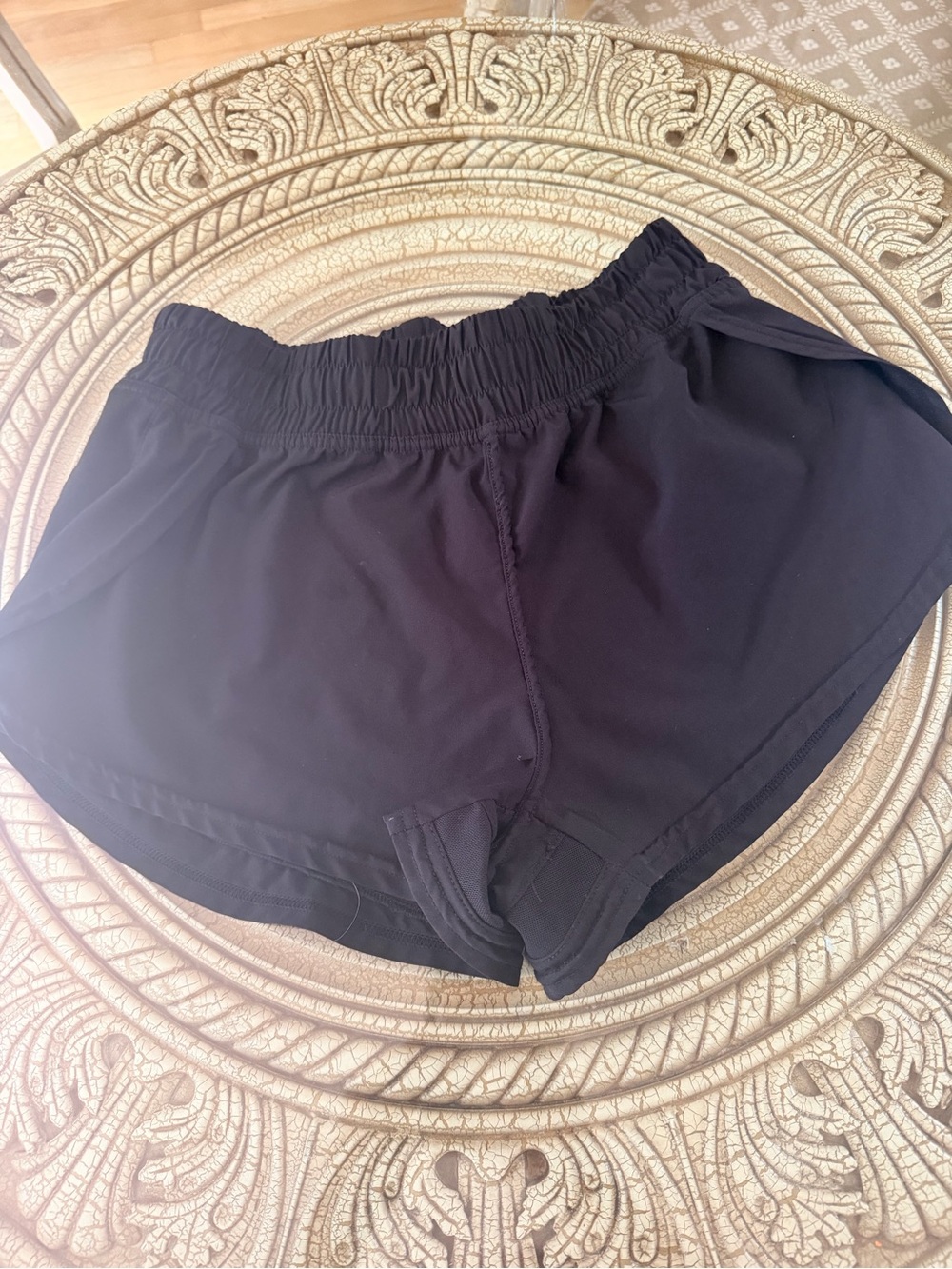 Women’s Black Elastic-Waist Athletic Shorts